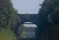 The line between Glasnevin Junction and Islandbridge on which Cabra is situated features a steep gradient, clearly visible here. This view is looking north towards Glasnevin, with the former terminal located between the two further road overbridges.