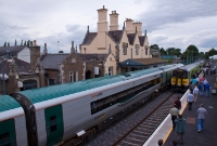 A busy scene at Carlow, with the IRRS special preparing to depart north to Dublin. The extension of the down platform resulted in the demolition of the GSWR brick built signal cabin at the north end of the station.