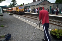This is myself filming 201 Class locomotive No.234 arriving at Castlebar Station with an afternoon Westport to Dublin train, formed of Mk3 stock.