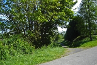 This is the trackbed of the steeply graded line which extended beyond the station at Castlecomer up to the former Deepark Colliery. This view is looking south back towards the former station site. Much of the former trackbed along here is now a footpath.