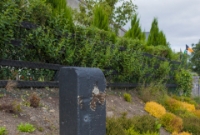 One of the old concrete level crossing gate posts at Dysart crossing, located south of Castlecomer.