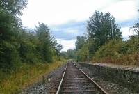 A view looking towards Limerick from the south end of Castleconnell Station, showing the style of a rural Irish branch line.