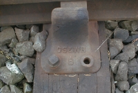 Certain sections of the Ballybrophy to Limerick branch line still feature jointed track and bullhead rails. Here is an original pre-1925 Great Southern &#38; Western Railway track chair at Castleconnell.