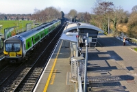 29000 Class No.29119 stands at Castleknock Station on a service to Clonsilla. To the right is the Royal Canal which runs parallel with the railway line from Dublin as far as Mullingar. The canal was once owned by the Midland Great Western Railway.