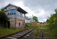 Another view of Castletown signal cabin, looking back towards Athlone and the station. The cabin can now longer be accessed as it is missing its steps. In the foreground can be seen the remnant of the former passing loop.