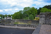 The rail overbridge at the Clones end of Cavan Station on the R198 road is gone. The former Great Northern Railway yard can seen in the distance.