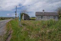 The concrete single storey structure was built by the GSR in the 1930s. This view is looking west towards Schull from what was the single platform.
