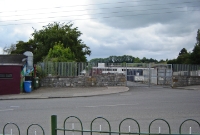 This was the site of the former station level crossing at Clones, looking west towards Enniskillen. The site of the station is now an industrial complex.