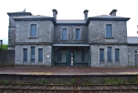 The substantial Waterford &#38; Limerick Railway stone built station building on the up platform at Clonmel, dating from 1852.
