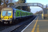 29000 Class railcar No.29120 standing at the down platform at Clonsilla, preparing to depart with a service to the Docklands Station in Dublin City. Nowadays the Docklands services run on to Dunboyne.