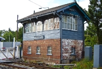 Clonsilla signal cabin, seen following its renovation. Due to the awkward location of the narrow level crossing beside the Royal Canal, the cabin will continue to control the gates.