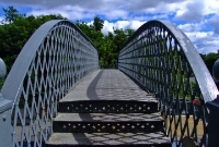 This is the attractive Victorian footbridge at Clonsilla Station, which was installed here in 1981 when the station re-opened. The footbridge is Great Southern &#38; Western origin, and came from Listowel Station on the former Limerick to Tralee line in Co.Kerry