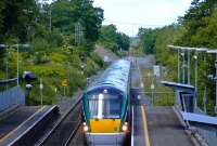 No.22021 passes the site of the one time double track junction at Clonsilla Station. There was quadruple track between here and the Navan line divergence, later reduced to a single track junction after 1929.