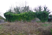 This is the 1870 built Dublin &#38; Meath Railway locomotive shed, located within the &#39;v&#39; of Clonsilla Junction. It is bricked up and has been derelict for many years.