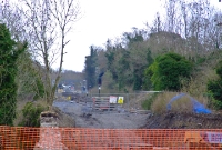 A view of Clonsilla Jct before the new railway bridge was installed. The turnback siding can be seen, and in the distance is Clonsilla Station.