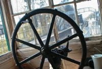 This is the large wheel within the signal cabin which controls the level crossing gate on the adjacent busy road which runs between Lucan and Clonsilla.
