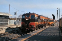 Until railcars began operating on the Dublin to Sligo services, the 071 Class locos were the main motive on these trains, such as No.072, heading past Clonsilla in 2003.