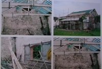 Some interior photos of the goods shed at Colbinstown during its restoration, showing the original timber supporting beams and sliding doors.
