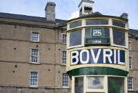 Front view of No.253, showing the route No.25 for Lucan, and a typical period &#39;Bouvril&#39; advertisement. The tram line to Lucan was closed by CIE in 1947.