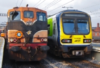 29000 Class railcar No.29101 passes 079 while working a southbound commuter service to Pearse Station south of Connolly. 079 in fact did not work the ITG tour, been replaced by a pair of 141/181 Class locomotives prior to departure.