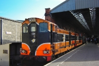 The oldest of the General Motors built locomotives operating in Ireland at this time were the 121 Class, represented by Nos.134+124, seen at Connolly having worked a fairwell railtour from Sligo.
