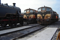 Seen in the company of WT 2-6-4 tank No.4, 141 Class locos Nos.159 &#38; 159 are seen stabled in the sidings at Connolly Station. These pair of locomotives have since been withdrawn and scrapped.