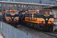 With its characteristic wonky buffer, 141 Class loco No.173 is seen stabled to the rear of Connolly Station, in the company of 071 Class 079 and WT 2-6-4 tank No.4. No.173 completed 46 years of service on Irish railways, finally withdrawn and scrapped in November 2008.