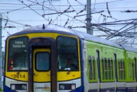 2600 Class railcar No.2614 approaches the platforms at Connolly Station with a southbound service from Drogheda. The unique front end livery of this unit has since been repainted with a full yellow end.
