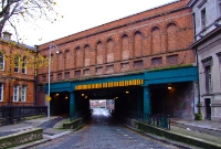 Unaware to most passengers, the terminal platforms at Connolly Station are partly suspended above Sheriff Street adjacent to the Irish Rail offices, once the headquarters of the Great Northern Railway.