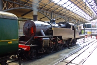 This is the RPSI&#39;s 2-6-4 tank No.4. Built at Derby in 1947 for the London Midland Scottish/Northern Counties Commitee company in Northern Ireland, the loco was finally withdrawn by Northern Ireland Railways in 1971, following which it entered preservation.
