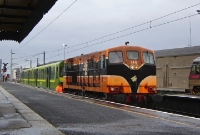 No.144 is seen again, this time in charge of an 8100 Class DART unit transfer from Inchicore to Connolly Station. This loco has since been withdrawn but not yet scrapped; currently remaining out of use at Inchicore Works.