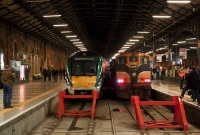 078 is seen at the buffer stops at Connolly Station in the company of 22000 Class railcar No.22328. Steam which heated the RPSI coaching stock can just be seen rising above the roofline of the carriages.