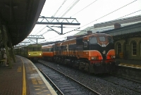 Seen over at the Dublin South Eastern platforms at Connolly Station, 071 Class No.071 is seen preparing to leave for a service to Rosslare, while a southbound 8100 Class DART No.8301 is seen arriving at platform No.6.