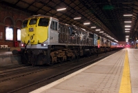 071 Class locomotives Nos.081+080 stand beneath the trainshed at Connolly Station having arrived on the return RPSI &#39;Mystery&#39; train from Limerick. The unusual appearence of two 071s on the one train was a result of loco 080 failing at Islandbridge, been subsequently rescued by 081.