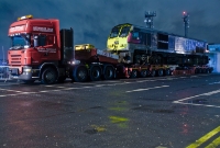 No.233 is now seen the following month in a bit of trouble itself, having a seized axel at Connolly Station. Unable to move on the rails, the loco was loaded onto a low loader and subsequently hauled through the streets of Dublin to Inchicore Works.