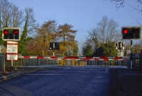 This is the level crossing west of Coolmine at Porterstown. Like the station level crossing at Coolmine it was manually operated until the Maynooth line was upgraded in 2000 and 2001, and now has full automatic barriers seen here.