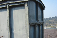 Closer view of this CB&#38;PR covered van, showing end on face and part of the underframe.