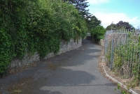 This is the approach to where the tramway joins the formation of the present Dublin to Rosslare railway line at Barnhill Rd. The quarry tramway from here to Dun Laoghaire was utilised by the Amospheric Railway from 1844 onwards, itself converted into the present railway in 1854.