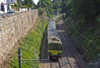 The curve at the south end of Dalkey passes through a cutting on the approach to the tunnel. 8100 DART No.8137 heads south with a Greystones bound service. A serious accident caused by the rear end collision by two trains occured here in 1979, fortunately without any fatalities.