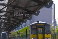 A recent scene at the Docklands Station showing 2800 Class railcar No.2812, preparing to depart with a service to the M3 Parkway on the day of the reopening of the ex Midland Great Western line to Dunboyne, which had closed completely in 1963.