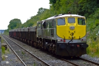 No.080 is seen again, this time having climbed the long rising gradient from Malahide to Donabate with a train of empty ore wagons bound for the Tara Mines at Navan. Today this is the only freight traffic to be seen on the former Great Northern Railways main line.