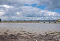 201 Class loco No.8208 propels an &#39;Enteprise&#39; service from Belfast across Rogerstown Estuary, just north of Donabate.