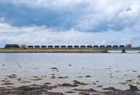 Seen at the same location at Rogerstown, 071 Class loco No.080 leads a rake of empty ballast wagons past Rogerstown, en route from Skerries to Dublin.