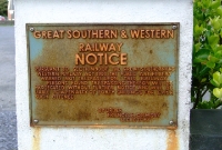 A pre-1925 GSWR trespassing sign (or is it a mock up?!) by the former level crossing at Doonbeg Station, despite this been the West Clare Railway territory.