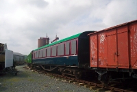 This is No.306, a carriage which was originally part of one Northern Ireland Railways Multi Purpose Diesel railcars, generally known as MPDs. Originally this was standard carriage built in 1951, but was later converted into an intermediate carriage for an MPD unit in 1959. It was then later used as a 70 Class railcar trailer until withdrawl in 1986.