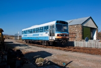 RB3 is seen approaching Downpatrick Station on a special from Inch Abbey. The railbus has always carried this NIR blue livery. RB3 worked on the Portrush branch in Co.Antrim until it was realised the bus did not have sufficent capacity for the passengers, particularly during the summer.