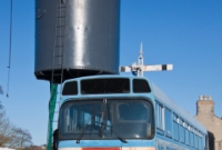 RB3 stands in the bay platform at Downpatrick Station, adjacent to the operational water column of Belfast &#38; Co.Down origin. After withdrawal in 1990, RB3 was a museum piece at Cultra north of Belfast, but was moved to the Downpatrick &#38; Co.Down Railway in March 2001.