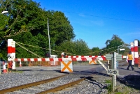 The level crossing at Downs Bog protects a minor road off the main N4 road from Dublin. This crossing has since been automated and the manually operated have been gates removed.
