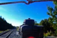 One of the old style oil lamps on the crossing gate at Downs Bog, updated with new LED lights.