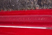 Close up detail on the level crossing gate posts on the R586 road at Drimoleague Station.